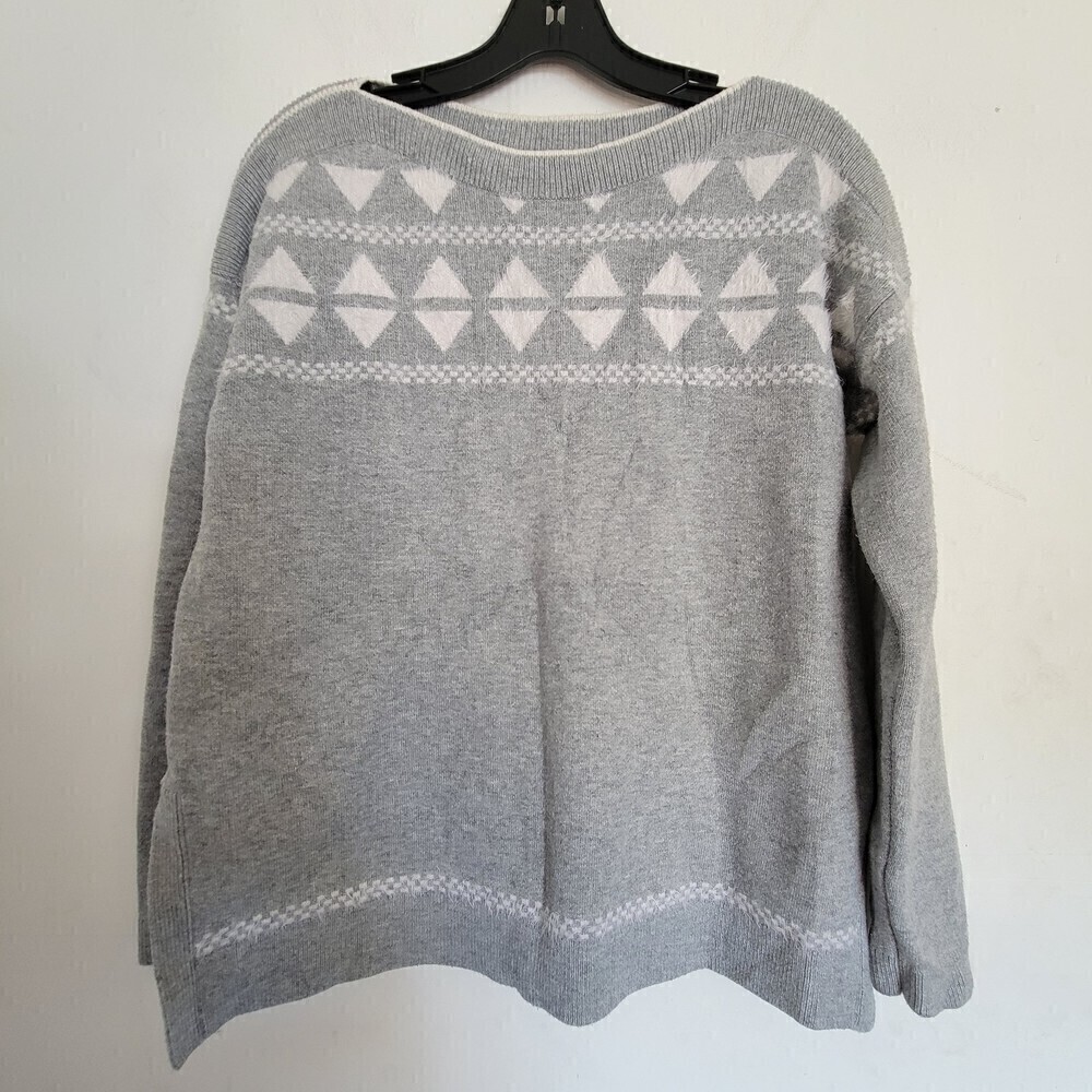 LOFT Alpine Triangle Geometric Pattern Furry Long Sleeve Boat Neck Sweater Small